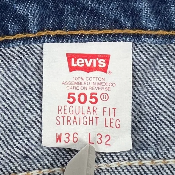 Vintage Levis 505 Jeans 33 x 32 (actual) Straight Blue Orange Tab Mexico 1995
